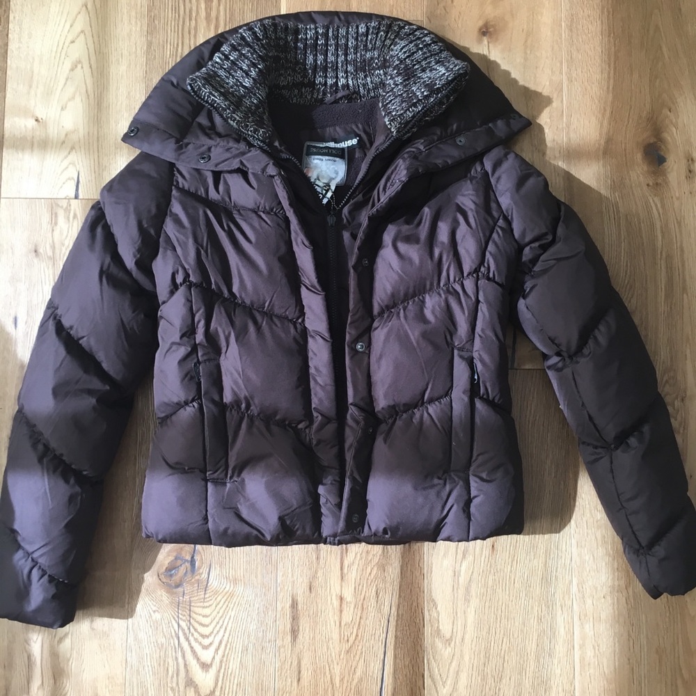 Dollhouse Chocolate Brown Puffy  Down Jacket Small